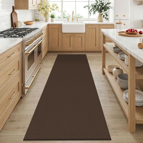 KOZYFLY 3x6 Washable Runner Rug, Non Slip Wide Runners for Hallway, Woven Large Entryway Runners, Braided Floor Carpet Runner for Entry, Kitchen, Bedside, Hall, Brown/Dark Brown - Image 2