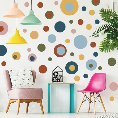 230 PCS Boho Polka Dot in Retro Warm Earth Tones Vinyl Wall Decals Set | 10 sheets removable waterproof peel & stick circle wall stickers for nursery, kids room, bedroom, playroom & home decor - Image 6