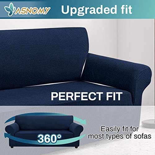 Asnomy Stretch Oversized Couch Covers for Sofa Slipcover,Navy Blue - Image 4