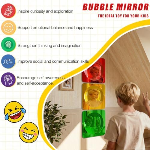 3PCS Sensory Bubble Wall Mirror, 10 x 10 Inch Acrylic Decor for Classroom - Image 6
