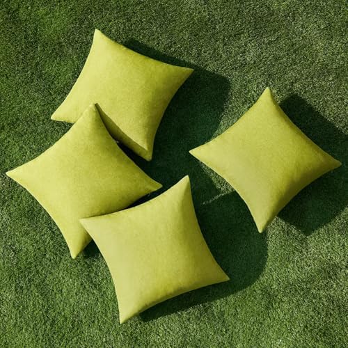 MIULEE Pack of 4 Decorative Outdoor Throw Pillow Covers Linen Waterproof Pillow Covers Summer Farmhouse Cushion Cases for Patio Garden Tent Balcony Couch Sofa 16x16 Inch Grass Green - Image 4
