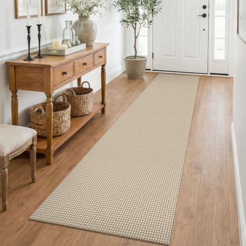 KOZYFLY Runners for Hallways 2x8 ft Washable Kitchen Runner Non Slip Rubber Backed Hall Runners Cotton Entryway Runner Rugs for Indoor Backdoor Bedroom Kitchen, Ivory Beige by KOZYFLY