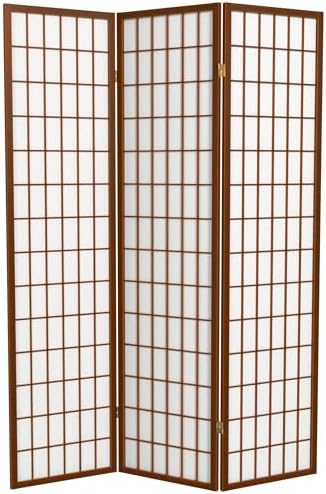 Red Lantern 6 ft. Tall Window Pane Shoji Screen - Walnut - 3 Panels by RedLantern
