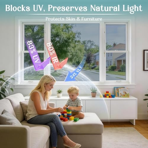 Haton Window Tint for Home, One Way Film, Silver 29.5" x 157.4" - Image 3
