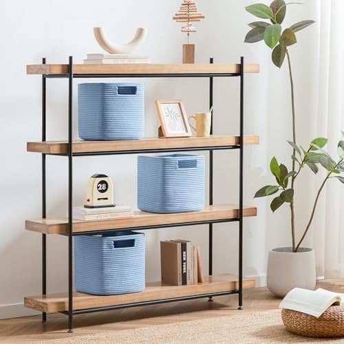 UBBCARE Storage Cubes 11 Inch, Cotton Rope Woven Baskets for Organizing, Cube Storage Bin for Baby Nursery, 2-Pack Square Toy Storage Baskets for Shleves Organizer, Closet, Kidsroom, Blue - Image 5