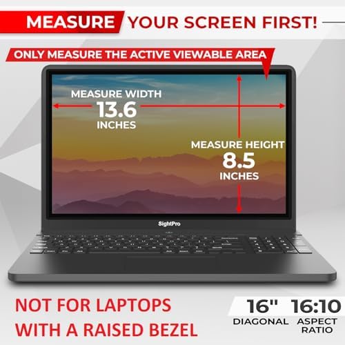 SightPro Magnetic Laptop Privacy Screen 16 Inch 16:10 - Patented Removable Laptop Privacy Filter Shield and Protector - Image 2