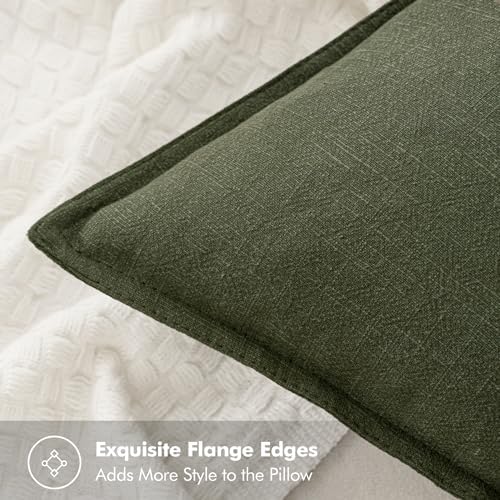 MIULEE Decorative Linen Lumbar Pillow Cover 12x20 Inch Dark Olive Green - Image 5