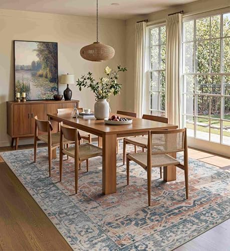 Rugxara Area Rugs 5x7 Washable Rug for Living Room Bedroom, Coral Blue - Image 5