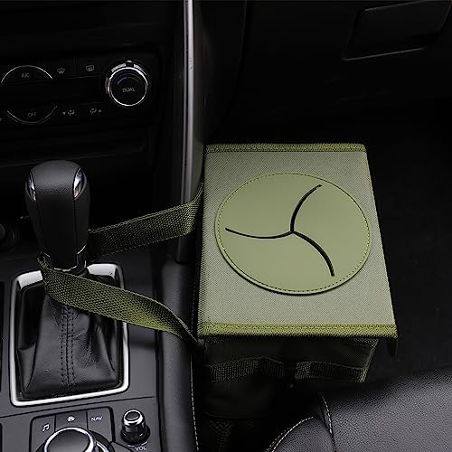 AOKJOY Car Garbage can with lid Leak Proof Vehicle Trash Can 3 Storage Pockets Hanging Waterproof car Trash Bag for SUV Green - Image 5