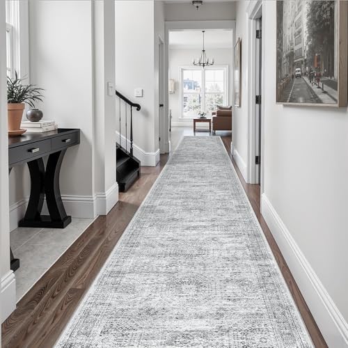 Soalmost Hallway Runner Rug 2'6" x 14' Washable Long Kitchen Rugs Grey - Image 2