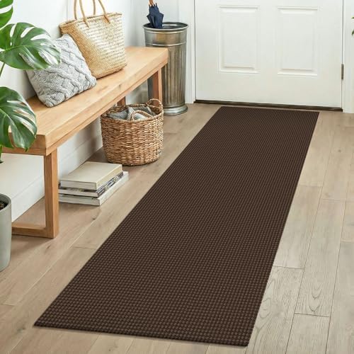KOZYFLY Runners for Hallways 2x5 ft Washable Kitchen Runner Non Slip Rubber Backed Hall Runners Cotton Entryway Runner Rugs Floor Carpet for Indoor Backdoor Bedroom Kitchen, Brown/Dark Brown by KOZYFLY