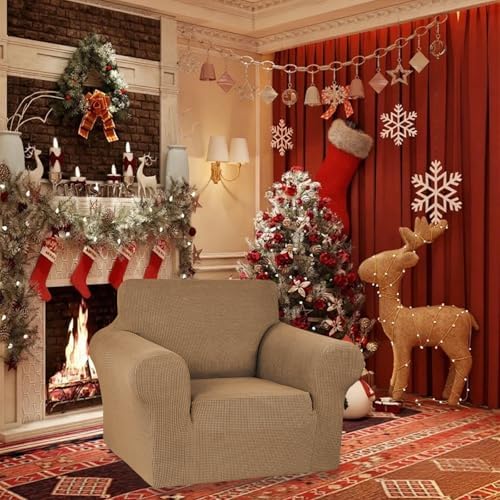 KEKUOU Stretch Chair Sofa Slipcover, Single Couch Cover,Camel - Image 2