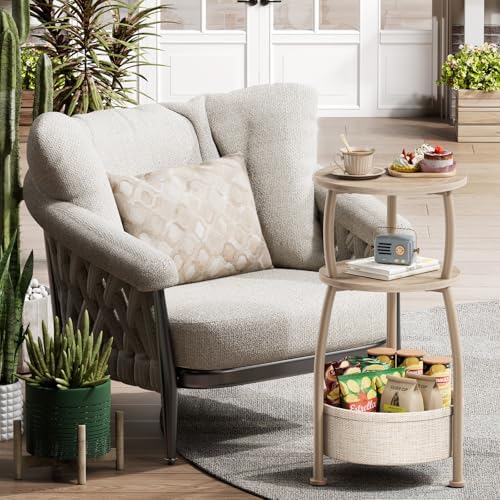 Small Side Table with Storage Basket for Living Room, 11.81in - Image 7
