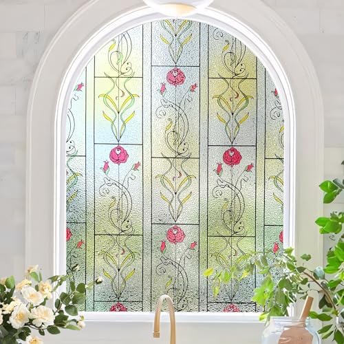 KESPEN Window Privacy Film Stained Frosted Film, Rose, 35.4In X 13.1Ft by KESPENWINDOWFILMS