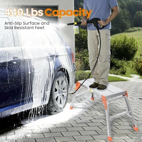 LEADALLWAY Aluminum Work Platform Step Ladder, 30"x12"x20" - Image 3