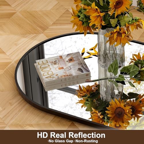 Full Body Mirrors Arched Large Full Length Mirror with Stand Aluminum Wall Mounted Hanging or Leaning Standing Mirrors (Black, 34"x76") - Image 6