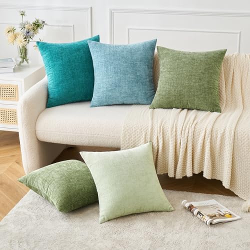 MIULEE Soft Chenille Euro Throw Pillow Covers Sage Green 22x22 Pack of 2 - Image 7