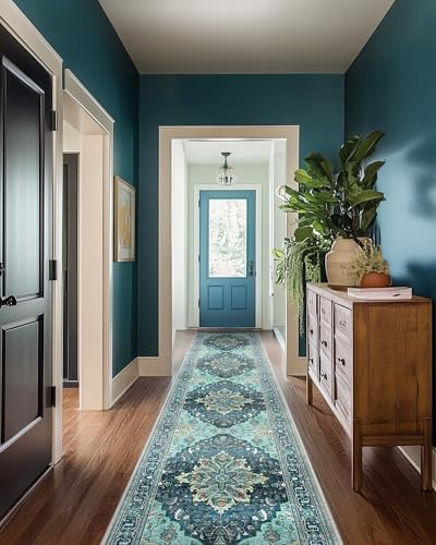 RELEANY Washable Area Rug, Runner 2'x10', Teal - Image 3