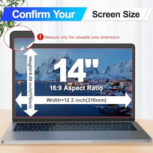 Magnetic Laptop Privacy Screen 14 Inch 16:9 Display, Removable Computer Screen Privacy Shield, Anti-Glare Blue Light Protector Compatible with Dell Hp Lenovo Acer Asus Samsung - Image 6