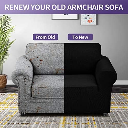 Joccun Stretch Chair Couch Cover,1-Piece Sofa Slipcover Spandex Jacquard Fabric Sofa Covers with Elastic Bottom,Washable Furniture Protector for Dogs,Cats,Kids(Armchair,Wide 35" - 55",Black) - Image 6