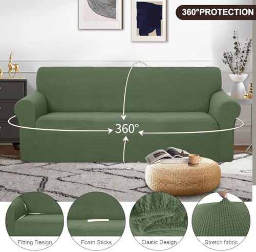 U-NICE HOME Oversized Stretch Couch Cover Slipcover, Loden Frost - Image 3