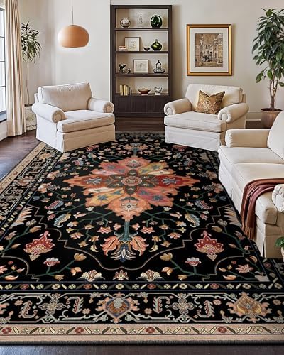 RELEANY Washable Area Rug, Large 10'x14', Black/Colorful - Image 2