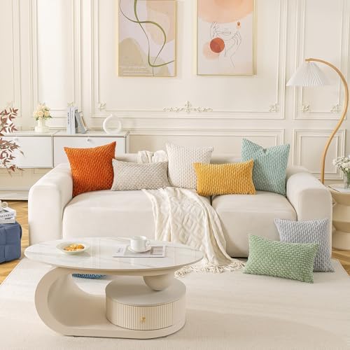 Set of 4 Aqua Decorative Throw Pillow Covers 22x22 Inch Corduroy Pillow Covers for Bed Couch Sofa Living Room Soft Square Cushion Cases - Image 2
