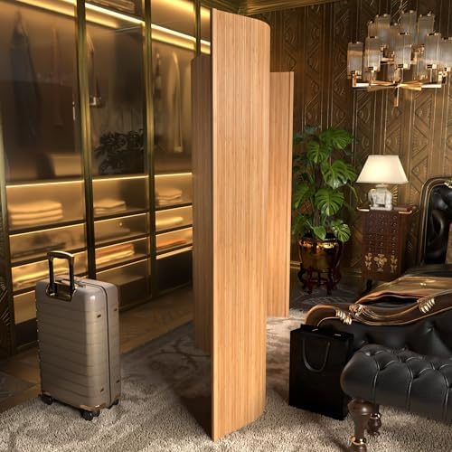Red Lantern 6 ft. Tall Bamboo Wave Screen - Honey - Image 3