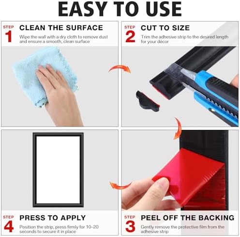 118 Inch x 1.06 in Peel and Stick Wall Molding Trim Black Chair Rail Panel Flexible Self Adhesive 3D Crown Moulding Trim for DIY Home Wall Decor Mirror Protection Door Cabinet Frame (Classic) - Image 4