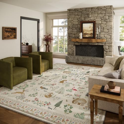 10x14 Area Rugs for Living Room: Washable Rug Non Slip Stain Resistant Low Pile Faux Wool Ultra Soft Lightweight Indoor Large Rugs for Bedroom Nursery Dining Room Under Table Rug Farmhouse Home Office by palohom