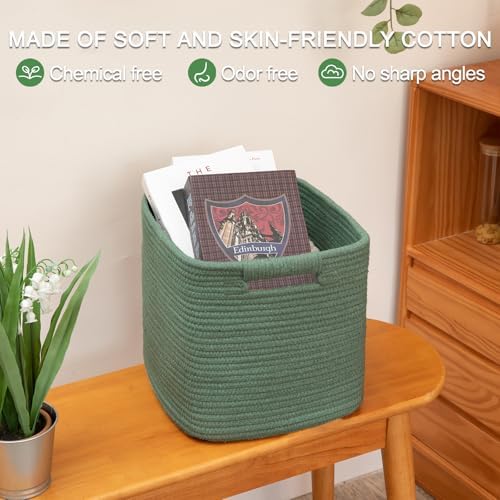 OIAHOMY Storage Cubes 11 Inch Storage Bins 3-Pack Square Baskets Green - Image 5
