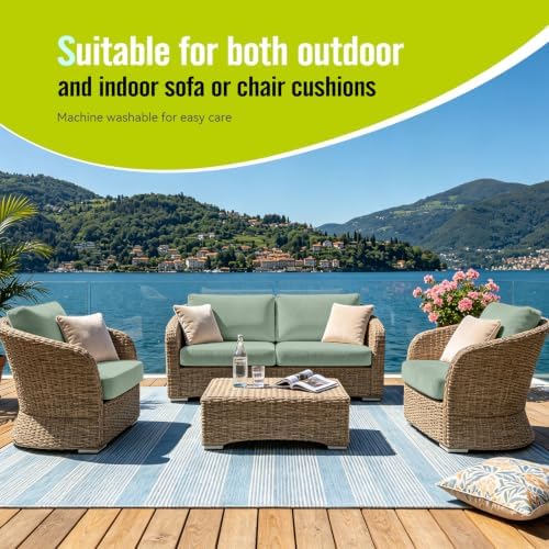 8Pcs Outdoor Cushion Covers, Stretch Patio Furniture Couch Chair Slipcovers - Image 5