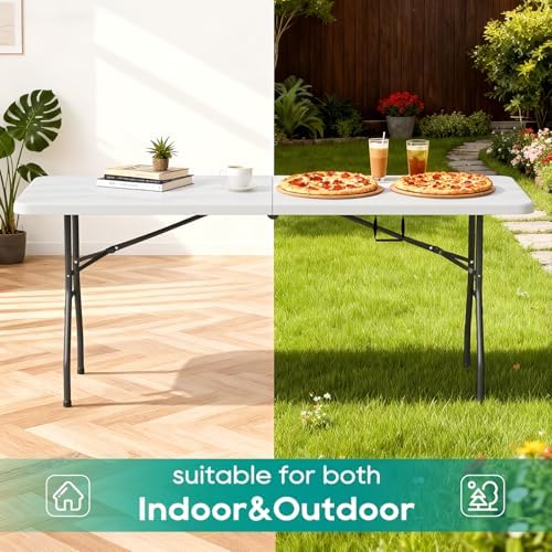 FDW | 6FT Folding Table | White | Portable Plastic Table - Image 7