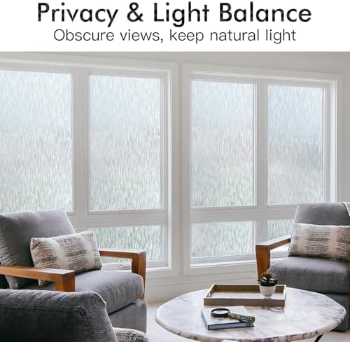 Haton Window Privacy Film, Frosted Stripe Non-Adhesive, 11.8" x 78.7" - Image 2