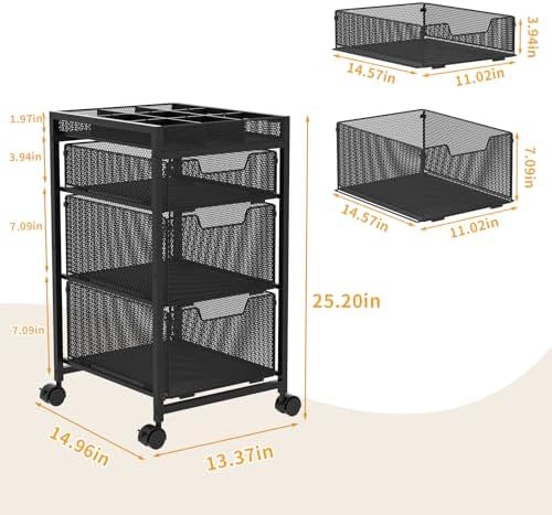 Rolling Utility Cart with 3 Drawers, Craft Organizer and Storage with DIY Divider, Lockable Wheels, Multi-Functional Storage for Art Supplies, Store for Brushes & Paints & Small Parts(Patent Pending) - Image 7