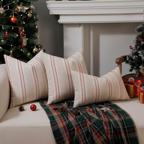 Hckot Christmas Throw Pillow Covers 22x22 Set of 2 Xmas Decor Pillows Red - Image 5