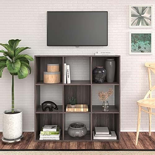 ClosetMaid Cubeicals 9 Cube Storage Shelf Organizer Bookshelf, Stackable, Square Shape, Easy Assembly, Wood, Natural Gray Finish - Image 6