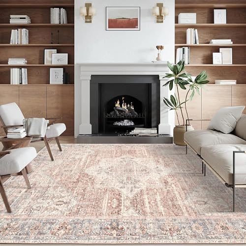 ReaLife Rugs Machine Washable Area Rug - Living Room Bedroom Bathroom Kitchen Entryway Office - Padded Low Pile Stain Resistant Premium - Boho Farmhouse Vintage - Lyle - Gray Ivory Blush 4' x 6' - Image 3