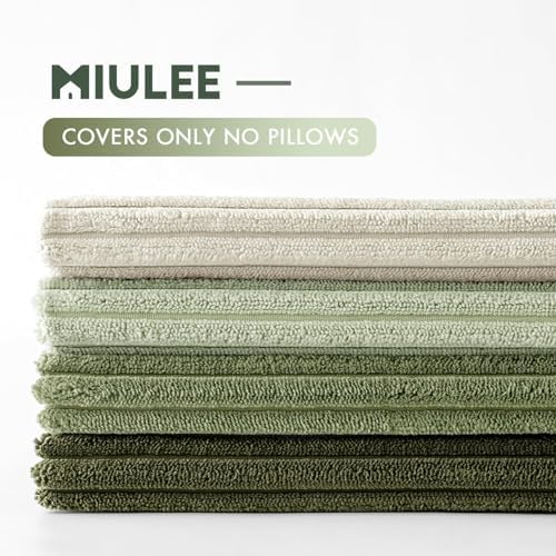 MIULEE Soft Corduroy Decorative Throw Pillow Covers Light Green 24x24 - Image 4