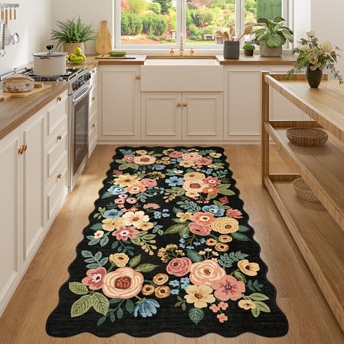 DUKINO 3x6 Runner Rug for Hallway, Washable Kitchen Rug Non Slip, Black - Image 3