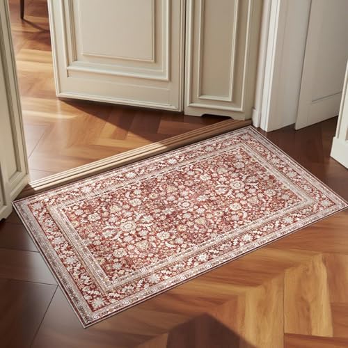 OPPODREAM Vintage RED Area Rugs 2x3, Washable Rug for Living Room by OPPODREAM