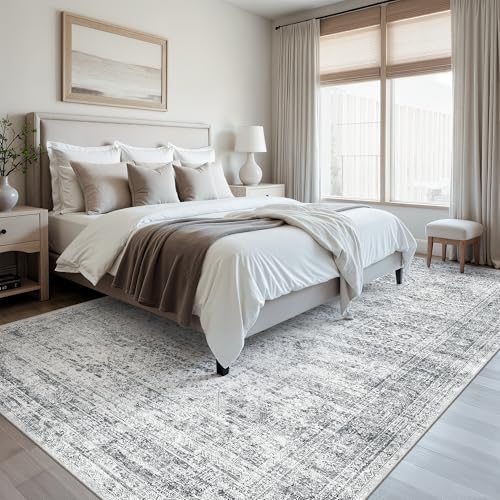 Soalmost 7x10 Area Rug for Living Room Washable Rugs Non-Slip Grey - Image 4
