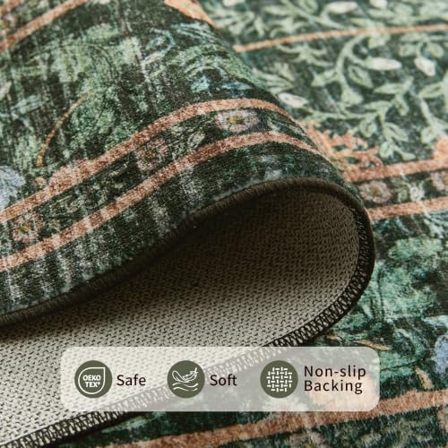 Rugxara Green Floral 3x5 Rug for Entryway Bedroom Washable Area Rugs Carpet - Image 5