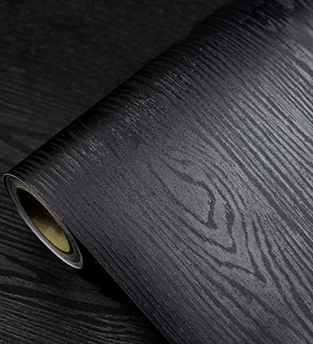 tiltil Black Wood Peel and Stick Wallpaper Wood Contact Paper 17.7" × 197" | Self-Adhesive Wallpaper Removable Waterproof Wall Paper Vinyl for Countertop Furniture Kitchen Countertop Easy to Clean by TilTil