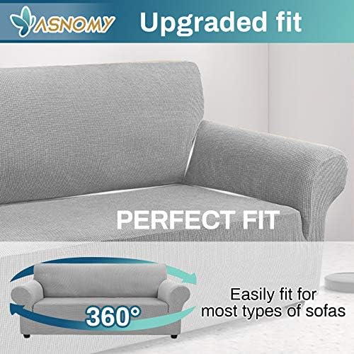 Asnomy Stretch Couch Covers for Sofa Washable, 3 Cushion Couch,Silver - Image 4