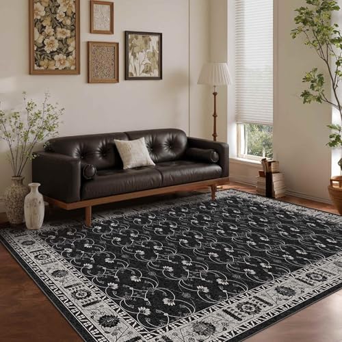 Rugxara Black Rug Area Rugs 5x7, Washable Rugs for Living Room by Rugxara