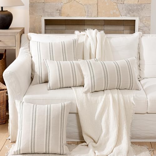Hckot Stripe Throw Pillow Covers 26x26 Large Square Dark Green Pillow Cover - Image 5