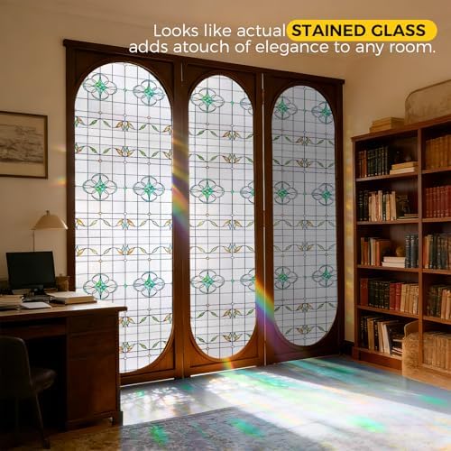 OHTMERU 3D Stained Glass Window Privacy Film Decorative Non-Adhesive - Image 5
