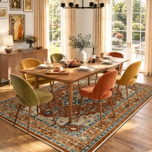 RELEANY Washable Area Rug, 6'x9', Red/Orange/Blue/Brown - Image 2
