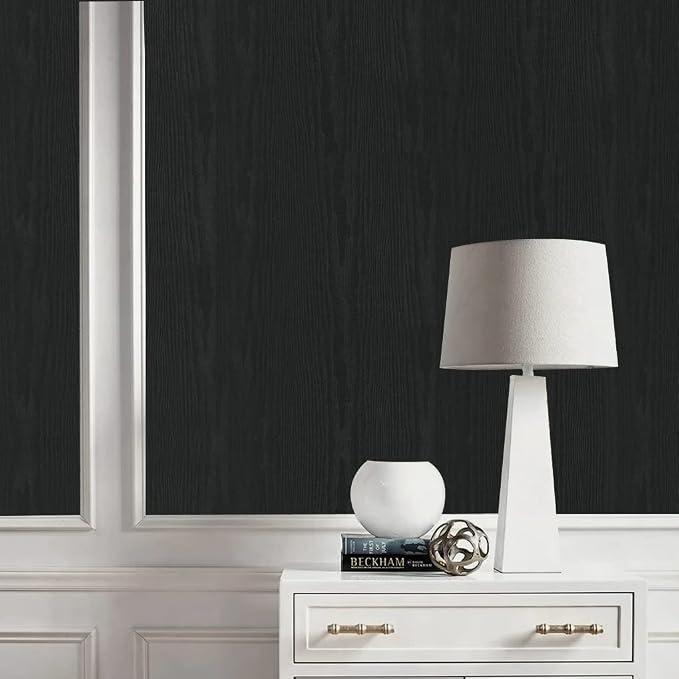 Arthome Peel and Stick Wallpaper - Black Wood Contact - Black Wallpaper - Self-Adhesive & Removable Wall Paper for Countertop Furniture Kitchen, Countertop Contact Paper, Easy to Clean, (11"x100") - Image 4